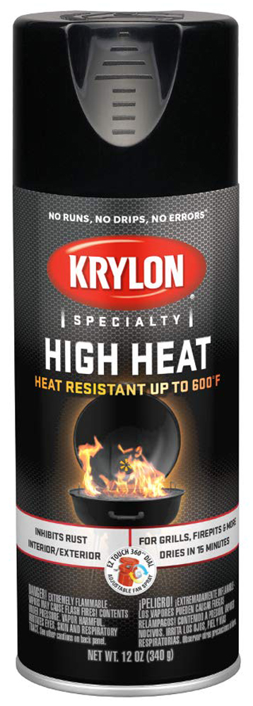 Krylon High Heat Satin Black Spray Paint (12 oz.)