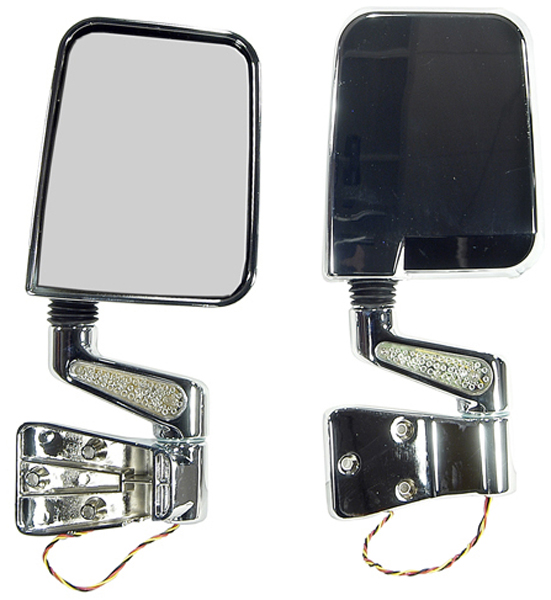 Jeep Wrangler LED Side Mirrors-Pair (1987-2002) - Color:Black