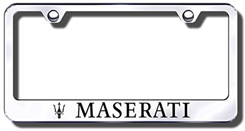 Maserati Laser Etched Stainless Steel License Plate Frame - Finish:Mirror
