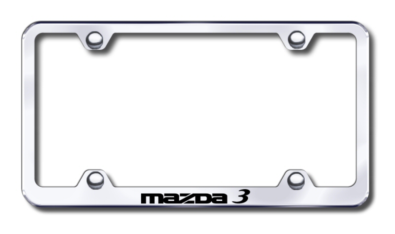 Mazda 3 Laser Etched Stainless Steel Wide License Plate Frame - Finish:Mirror