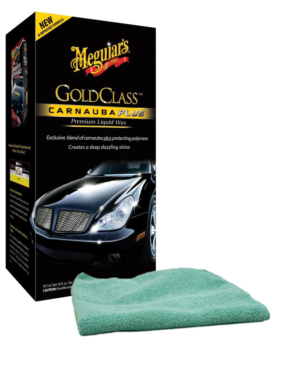 Meguiars Gold Class Carnauba Plus Premium Liquid Wax (16 oz.) & Microfiber Cloth Kit