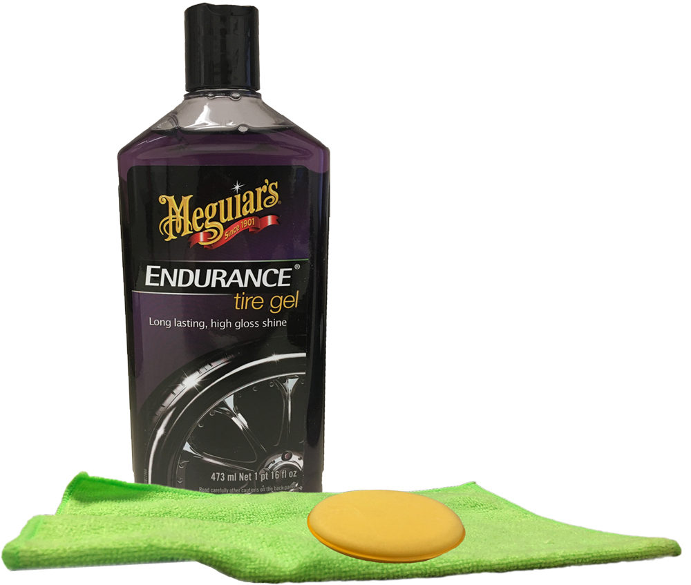 Meguiar's Endurance High Gloss Tire Shine (16 oz.), Microfiber Cloth & Foam Pad Kit