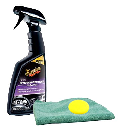 Meguiar's Quik Interior Detailer Spray (16 oz), Microfiber Cloth & Foam Pad Kit