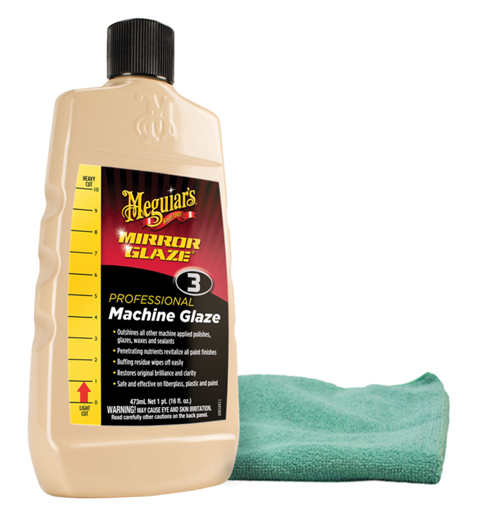 Meguiars Professional Machine Glaze Buffer Wax (16 oz.), Microfiber Cloth Kit