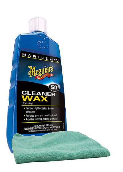 Meguiar's Marine & RV One Step Liquid Cleaner Wax (16 oz.), Microfiber Cloth Kit