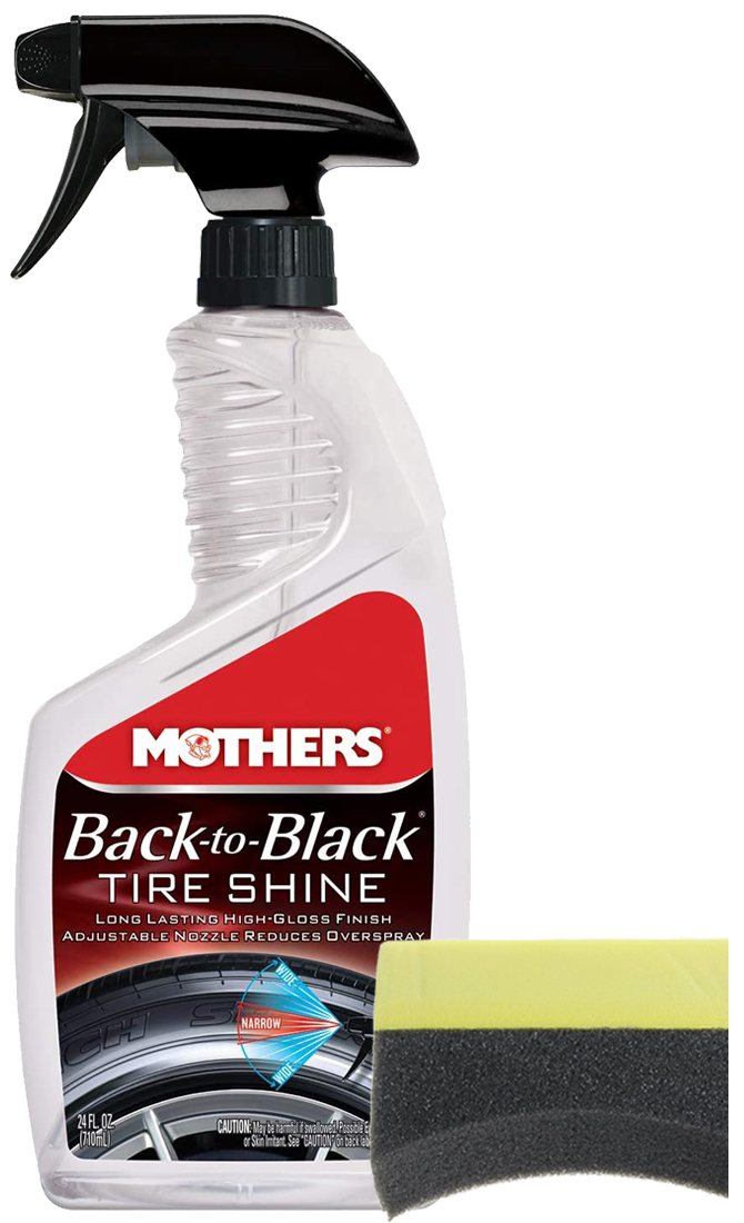 Mothers Back-To-Black Tire Shine (24 oz.) & Applicator Pad Kit