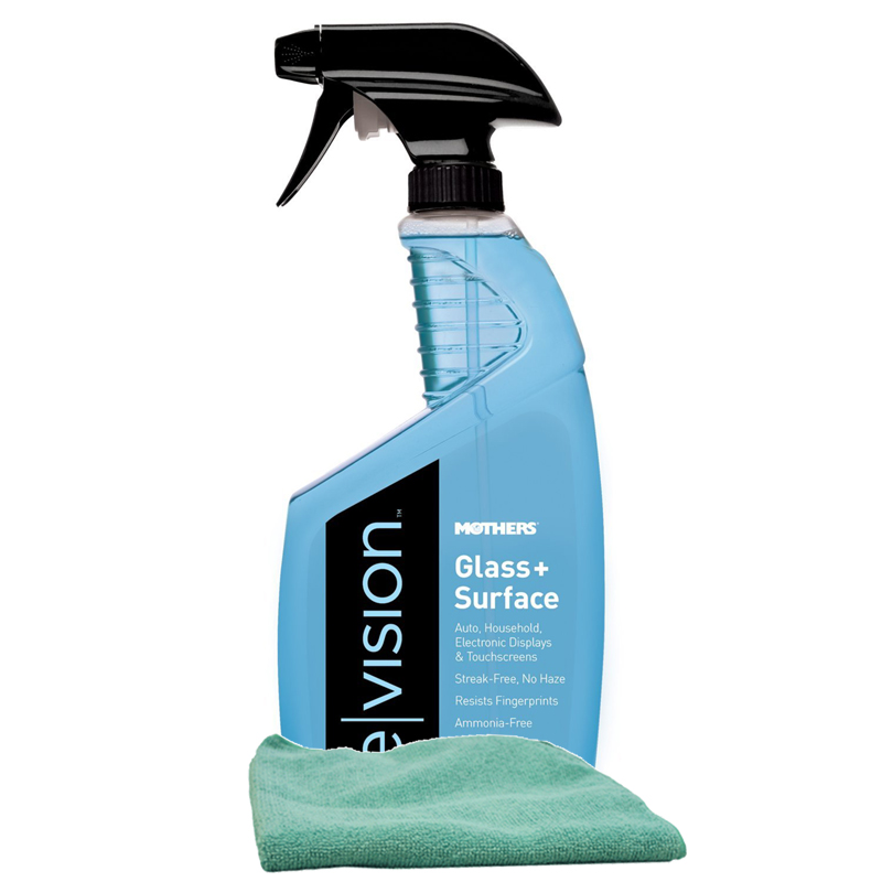 Mothers Revision Glass & Surface Cleaner (24 oz) & Microfiber Cloth Kit