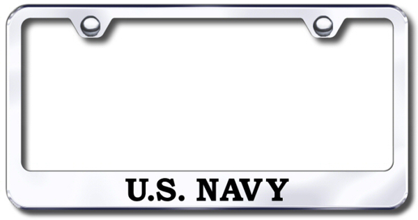 US Navy Laser Etched Stainless Steel License Plate Frame - Finish:Mirror