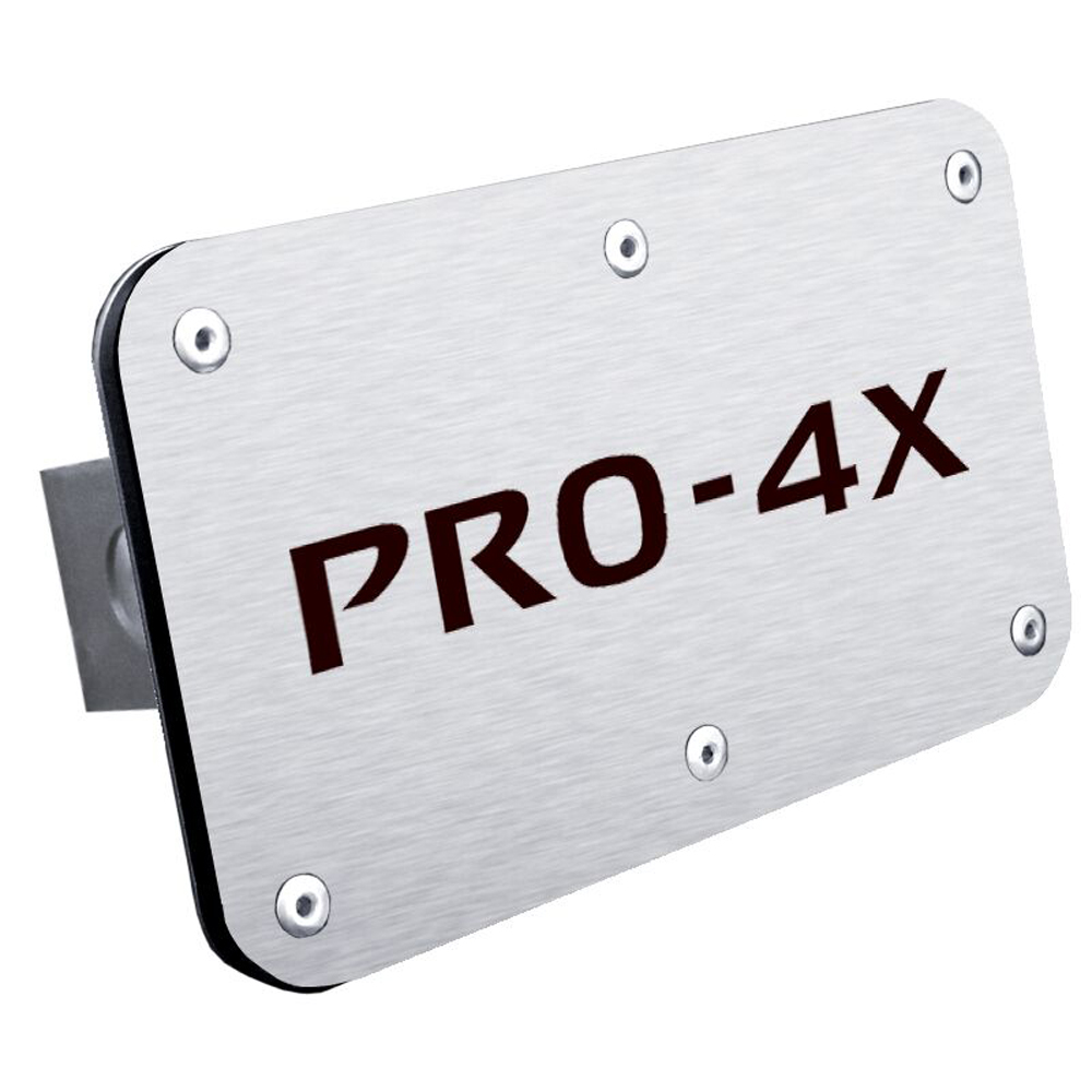 Nissan Pro-4X Stainless Steel Name Hitch Plug - Hitch Class and Finish:Brushed - Class III