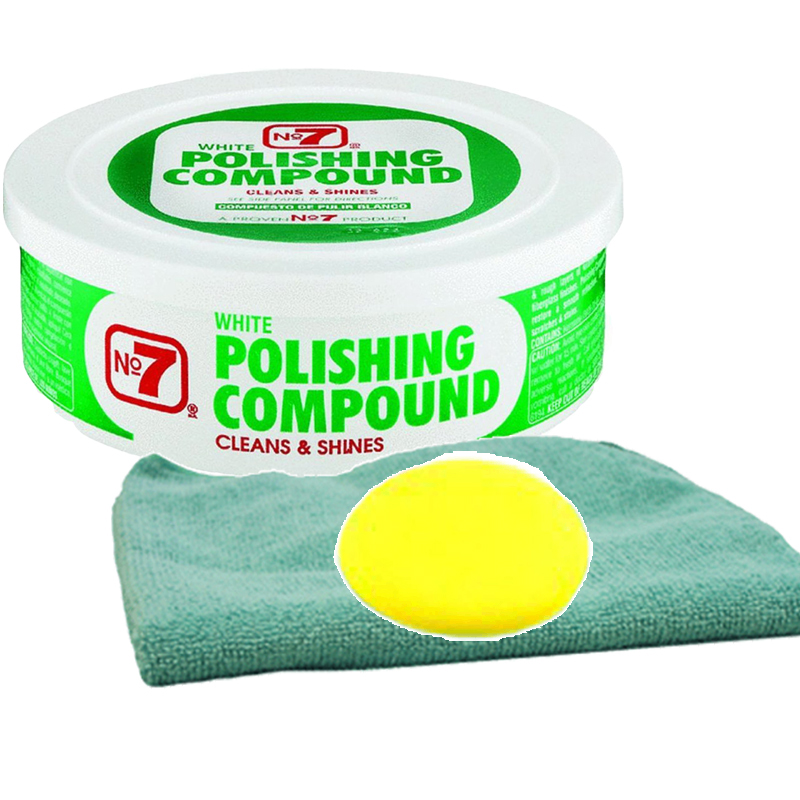 No.7 White Polish Compound, Microfiber Cloth & Foam Pad Kit