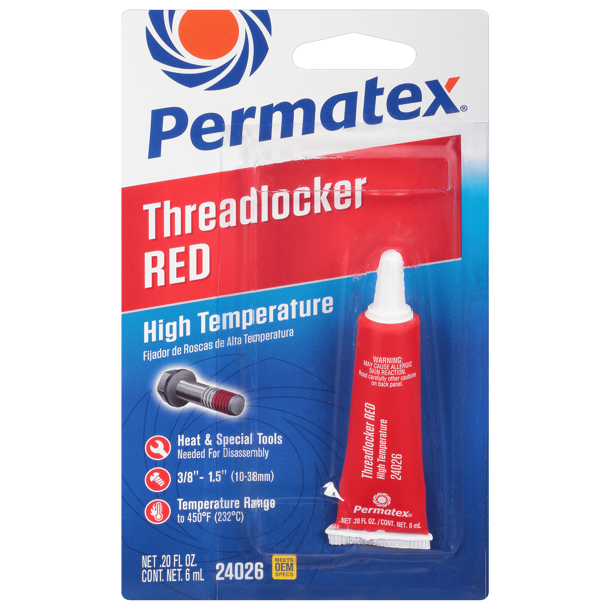 PERMATEX RED HIGH TEMPERATURE THREADLOCKER 6ML