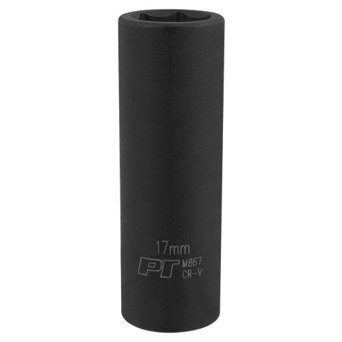 PERFORMANCE TOOL 1/2" DRIVE 17MM 6PT DEEP IMPACT SOCKET