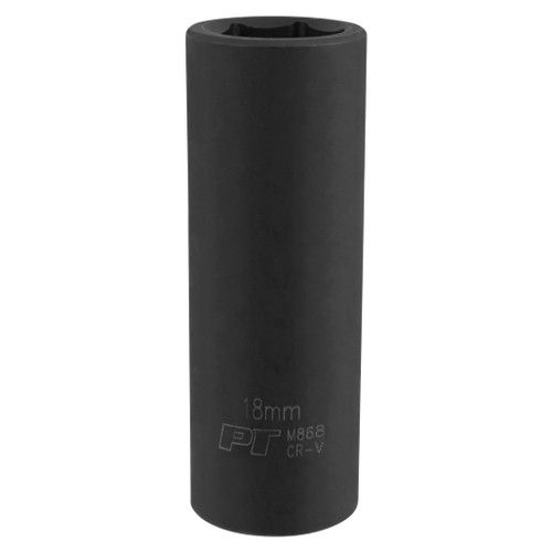 PERFORMANCE TOOL 1/2" DRIVE 18MM 6PT DEEP IMPACT SOCKET