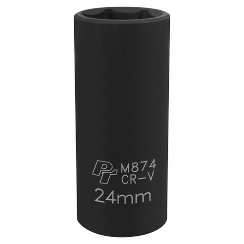 PERFORMANCE TOOL 1/2" DRIVE 24MM 6PT DEEP IMPACT SOCKET