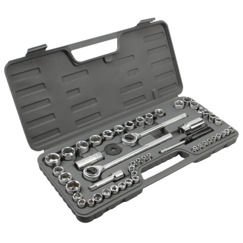 PERFORMANCE TOOL 52-PIECE SAE & METRIC 1/4"  3/8" & 1/2" DRIVE SOCKET SET WITH STORAGE CASE