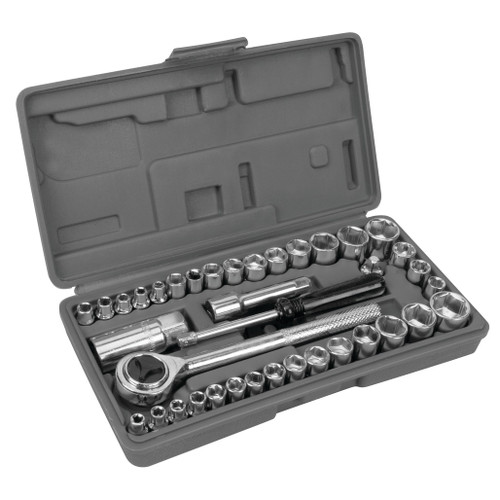 PERFORMANCE TOOL 40-PIECE SAE & METRIC 1/4" & 3/8" DRIVE SOCKET SET WITH STORAGE CASE