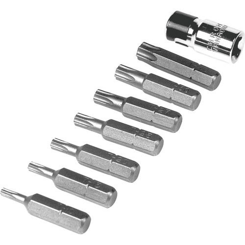 PERFORMANCE TOOL 8-PIECE 1/4" DRIVE TAMPER RESISTANT STAR BIT SET