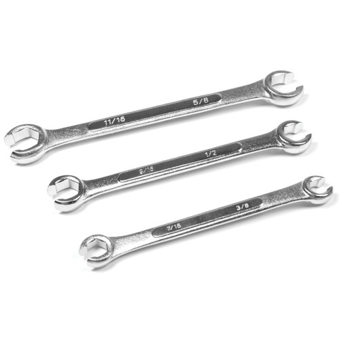 PERFORMANCE TOOL 3-PIECE SAE FLARE NUT WRENCH SET