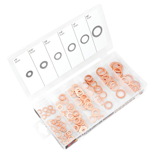 PERFORMANCE TOOL 110-PIECE COPPER WASHER ASSORTMENT