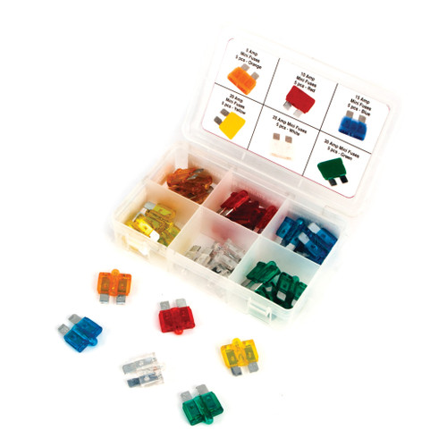 PERFORMANCE TOOL 30-PIECE ATC STANDARD FUSE ASSORTMENT WITH LED