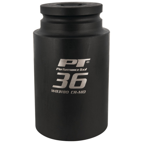 PERFORMANCE TOOL 1/2" DRIVE 36MM 12PT. AXLE NUT SOCKET CHROME MOLY