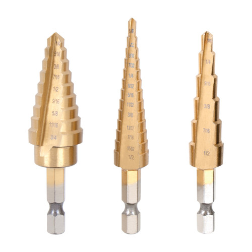 PERFORMANCE TOOL 3-PIECE STEP DRILL BIT SET