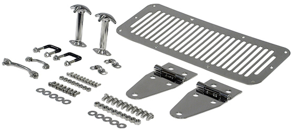Jeep Wrangler/unlimited & CJ Stainless Steel Complete Hood Kit (1978-2006) - Year:1978-1995
