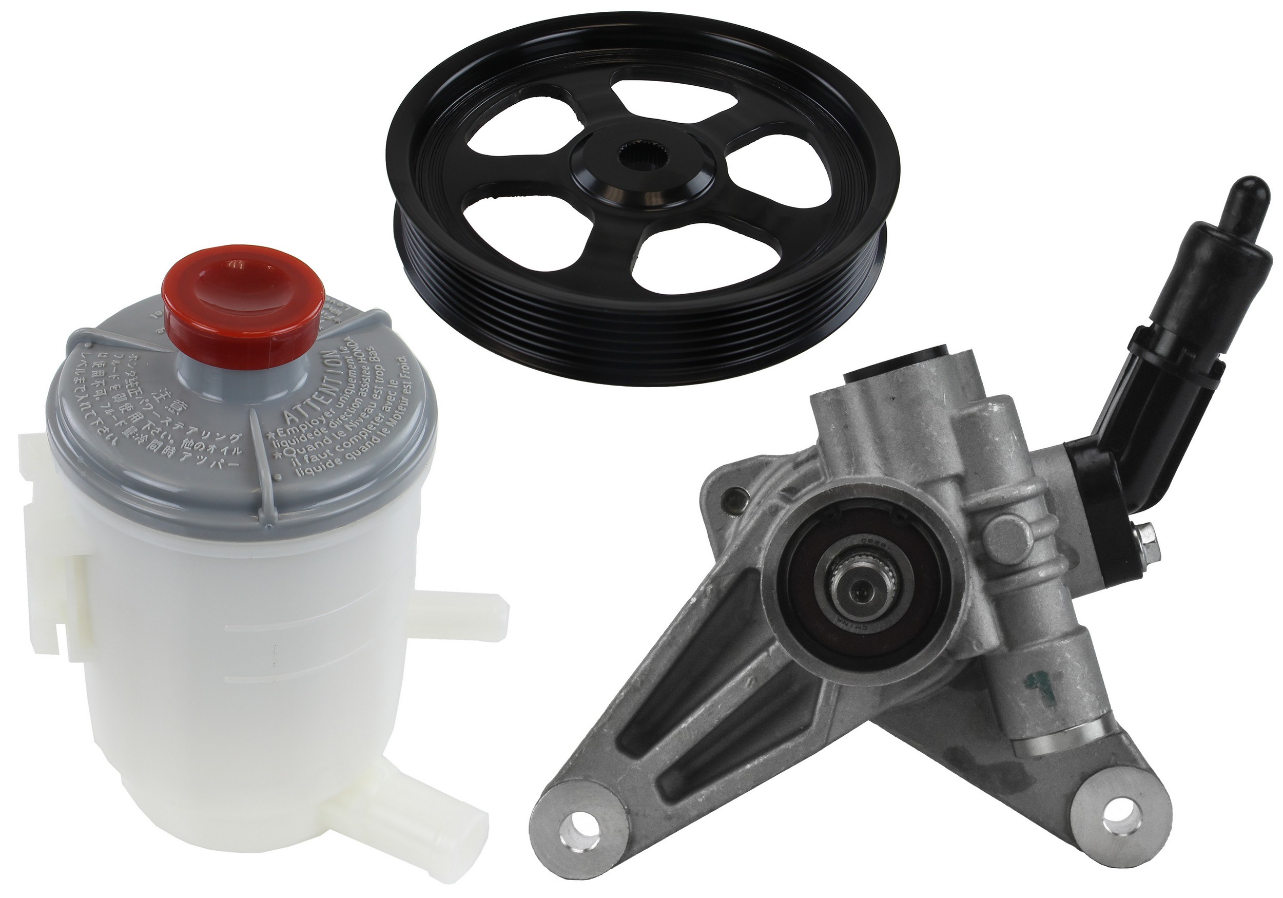 AAE New Hydraulic Power Steering Pump Kit, Includes Pulley, Return Pipe Adapter