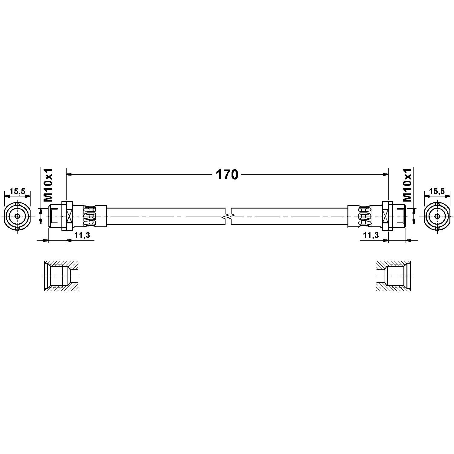 ATE Original Rear Brake Hydraulic Hose for Audi 330625