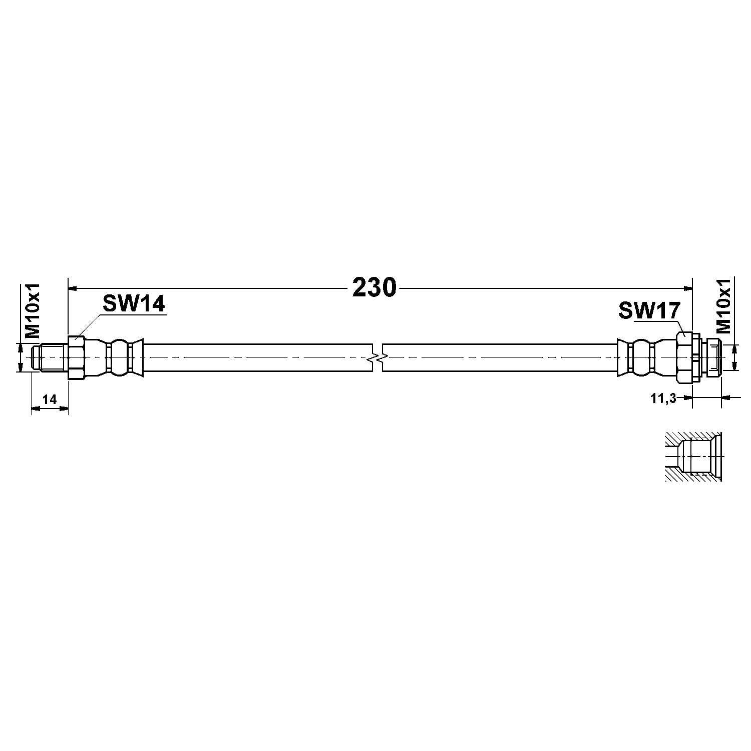 ATE Original Rear Brake Hydraulic Hose for BMW 331277