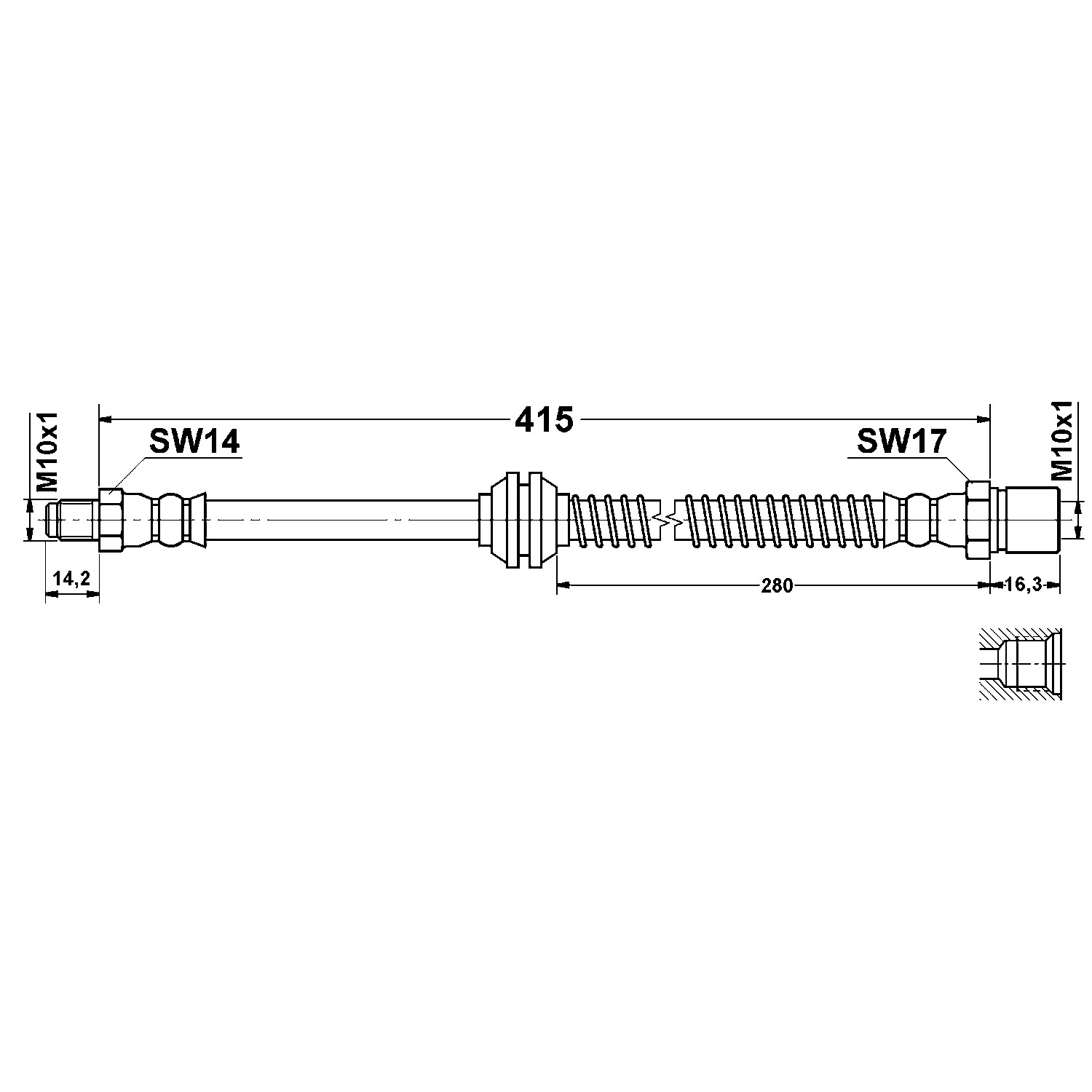 ATE Original Front Brake Hydraulic Hose for Porsche 331320