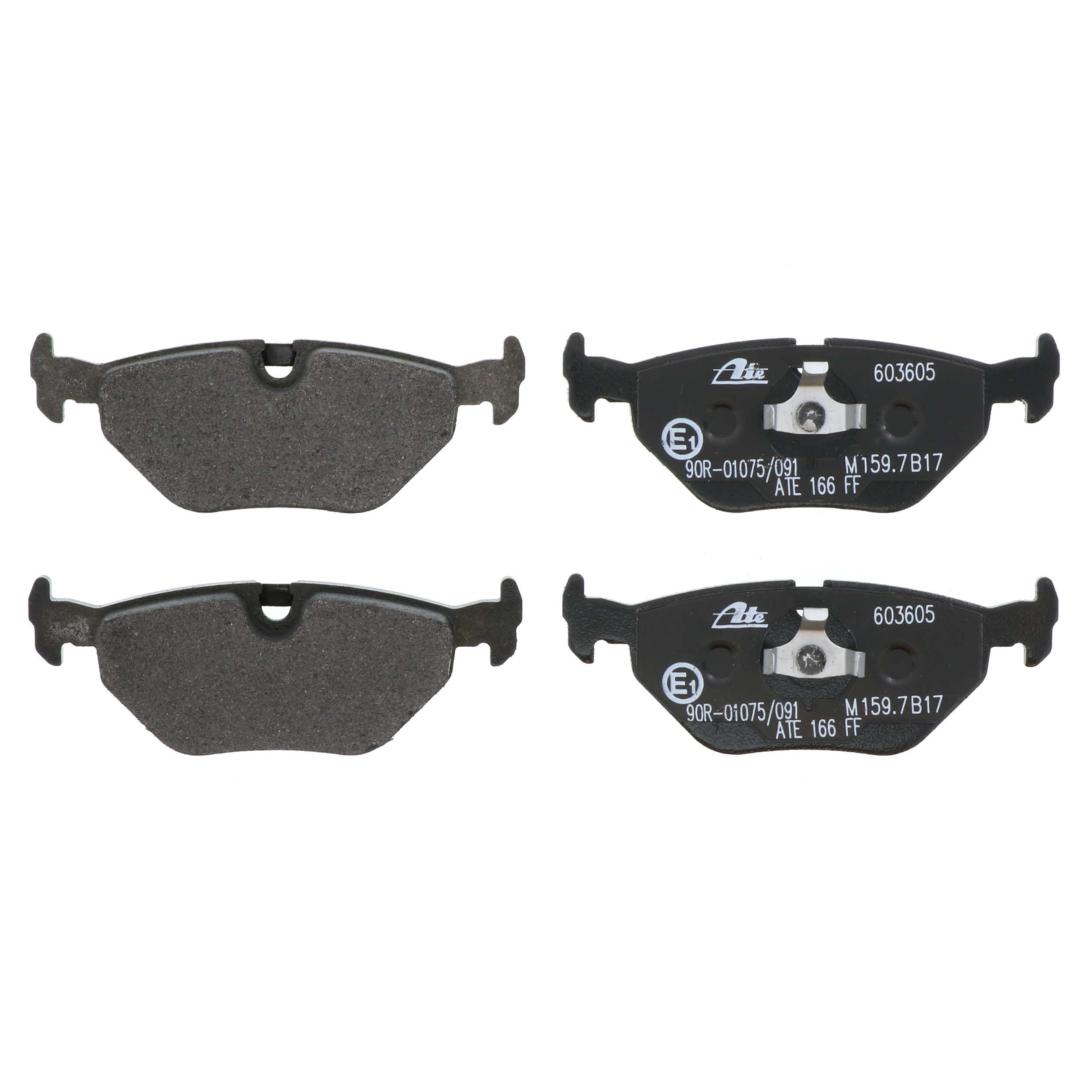 ATE Original Semi-Metallic Rear Disc Brake Pad Set 603605 for BMW, Saab