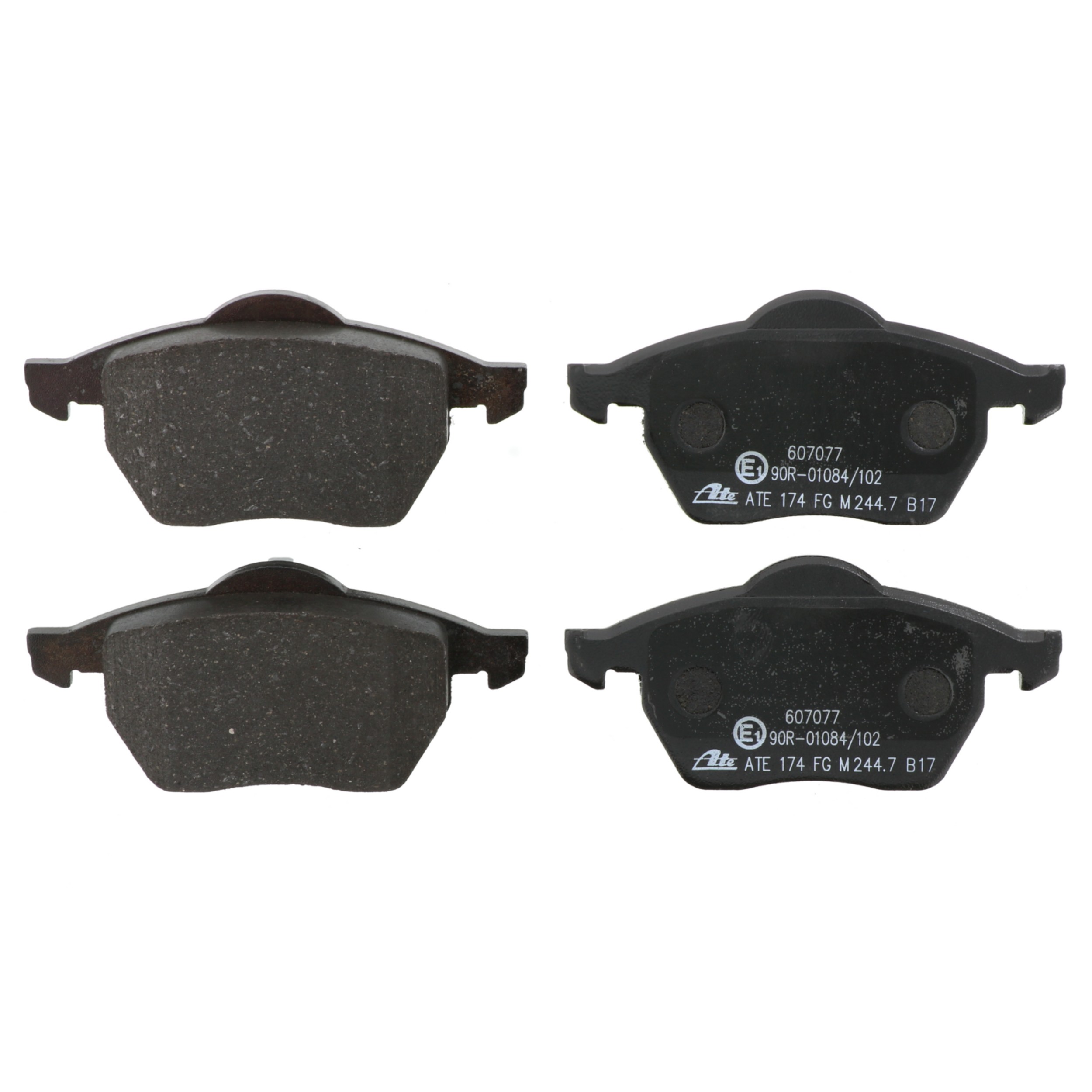 ATE Original Semi-Metallic Front Disc Brake Pad Set 607077 for Audi, Volkswagen