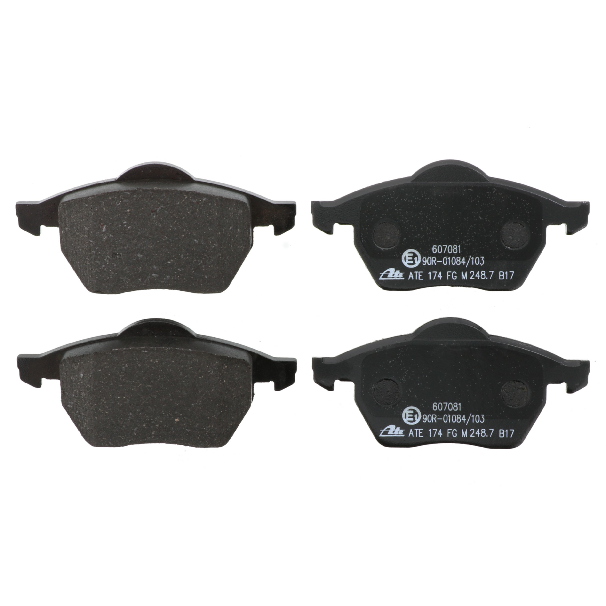ATE Original Semi-Metallic Front Disc Brake Pad Set 607081 for Audi, Volkswagen