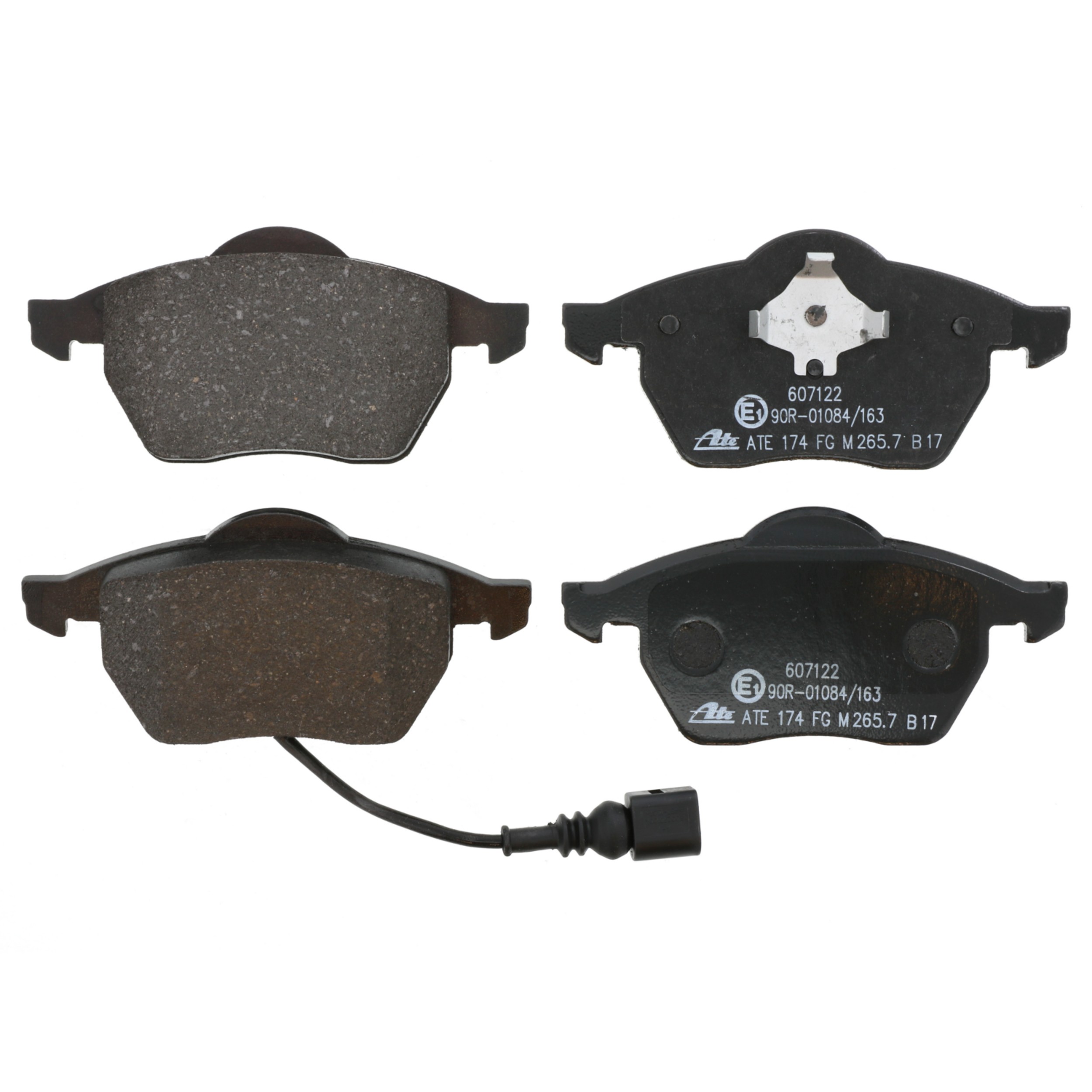 ATE Original Semi-Metallic Front Disc Brake Pad Set 607122 for Audi, Volkswagen
