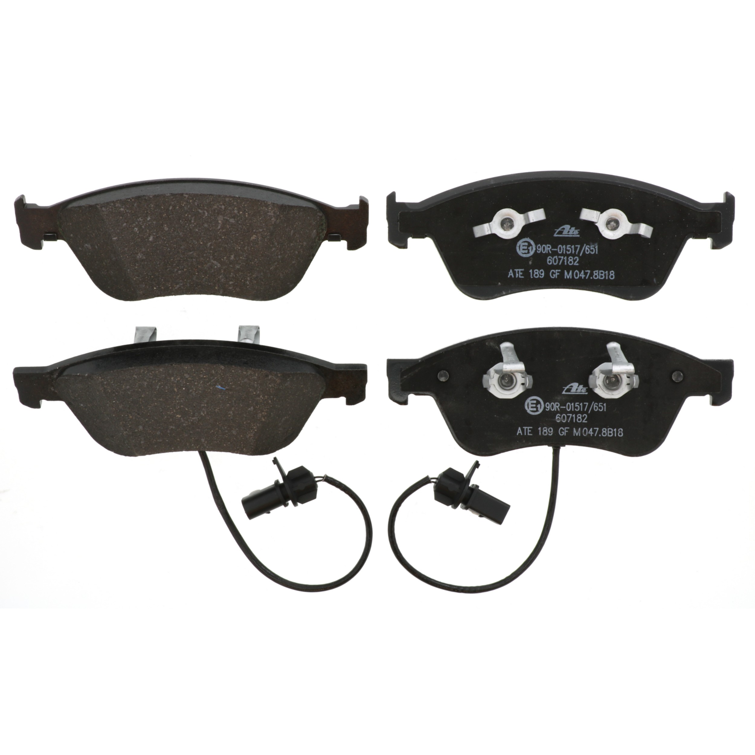 ATE Original Semi-Metallic Front Disc Brake Pad Set 607182 for Audi, Volkswagen
