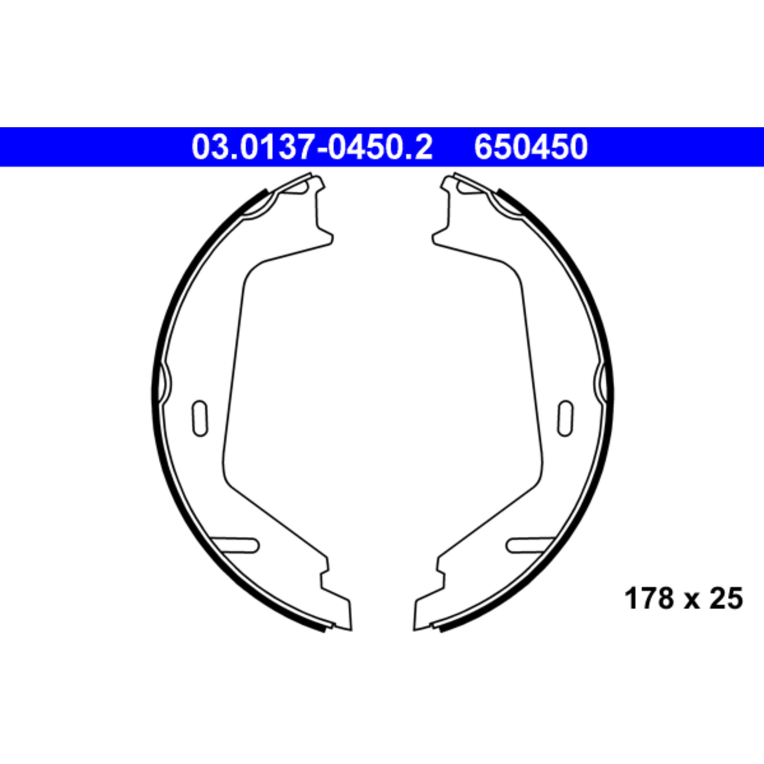 ATE Parking Brake Shoe Set 650450 for Volvo