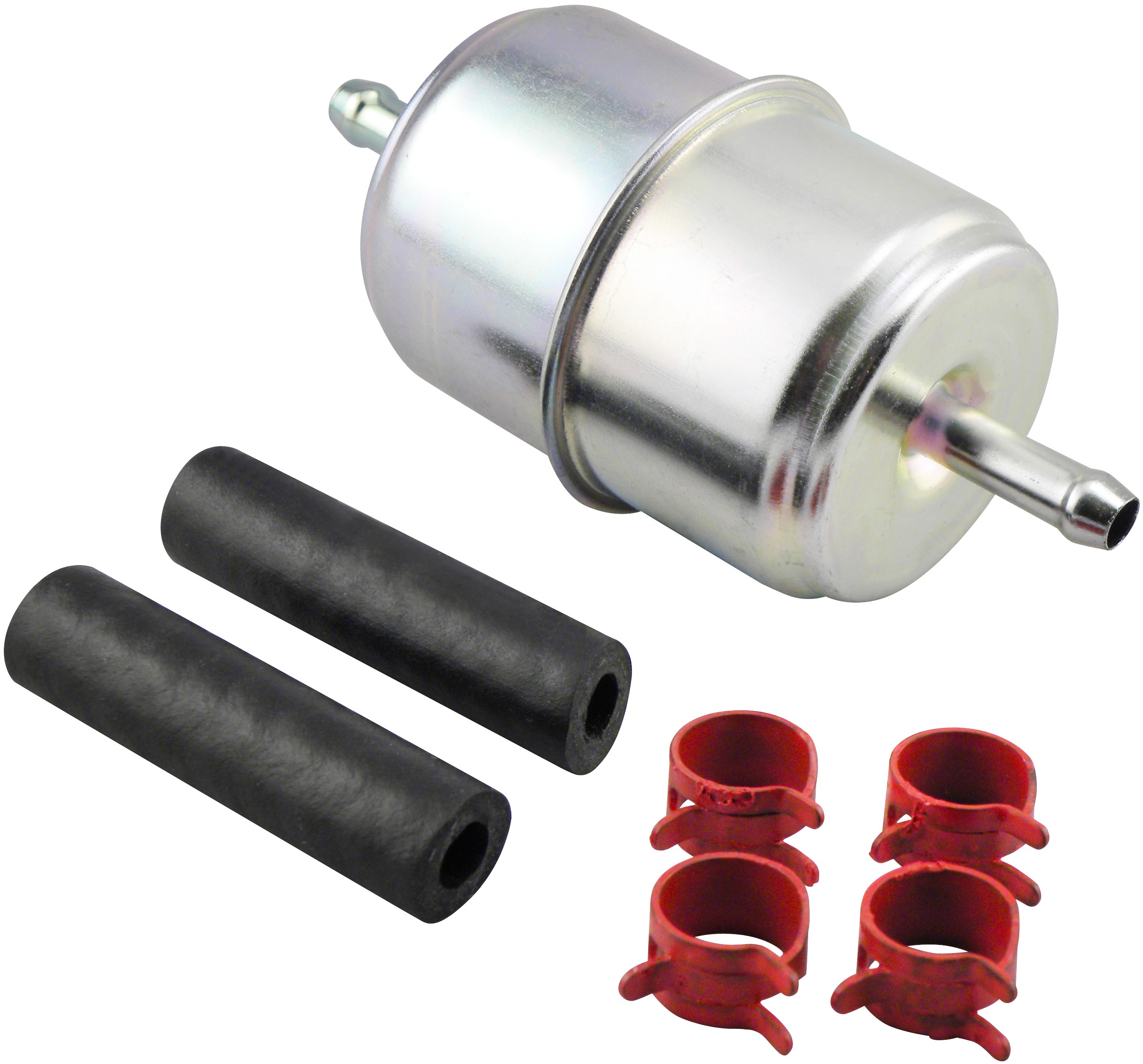 In-Line Fuel Filter with Clamps and Hoses