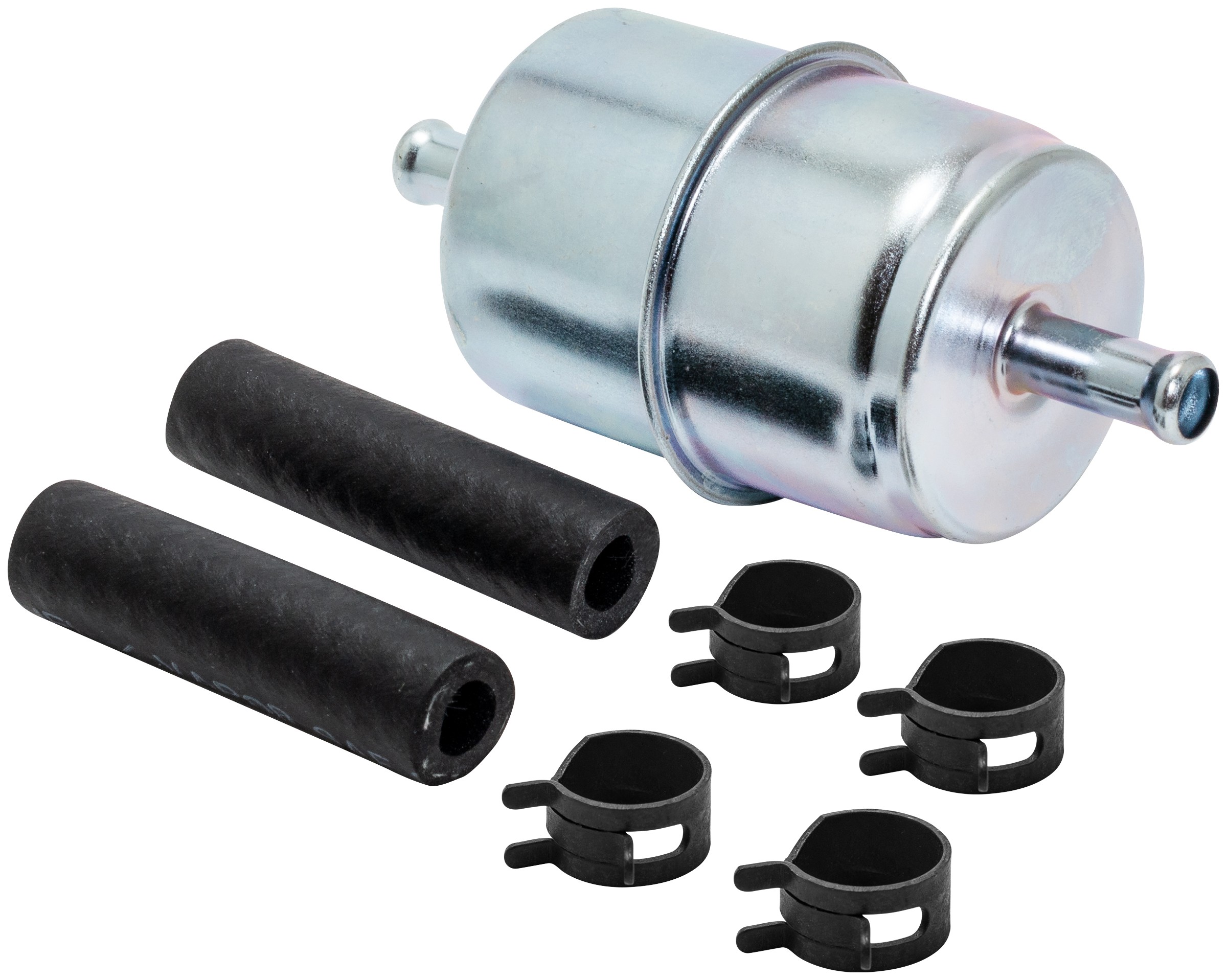 In-Line Fuel Filter with Clamps and Hoses