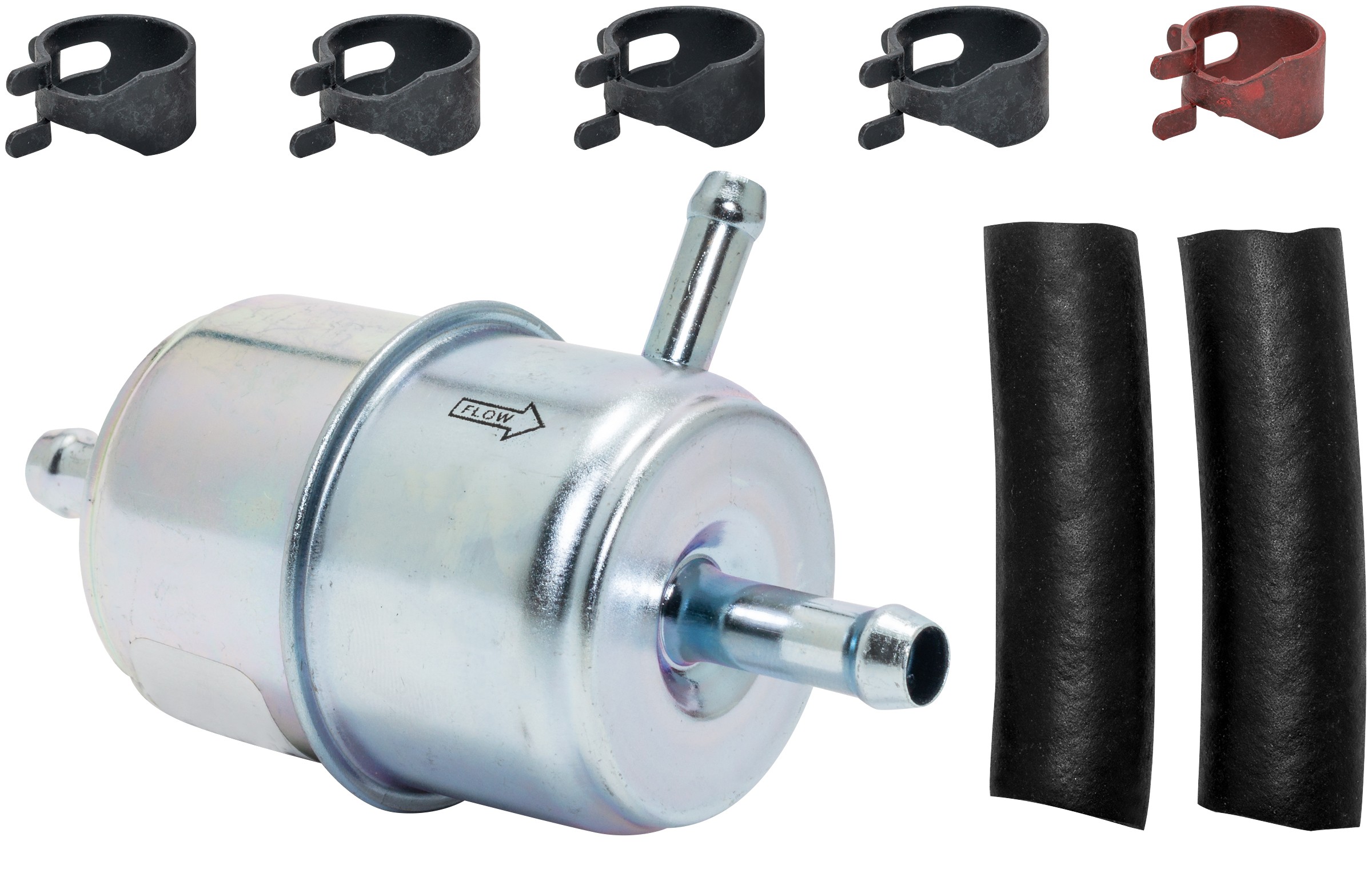 In-Line Fuel Filter with Clamps and Hoses