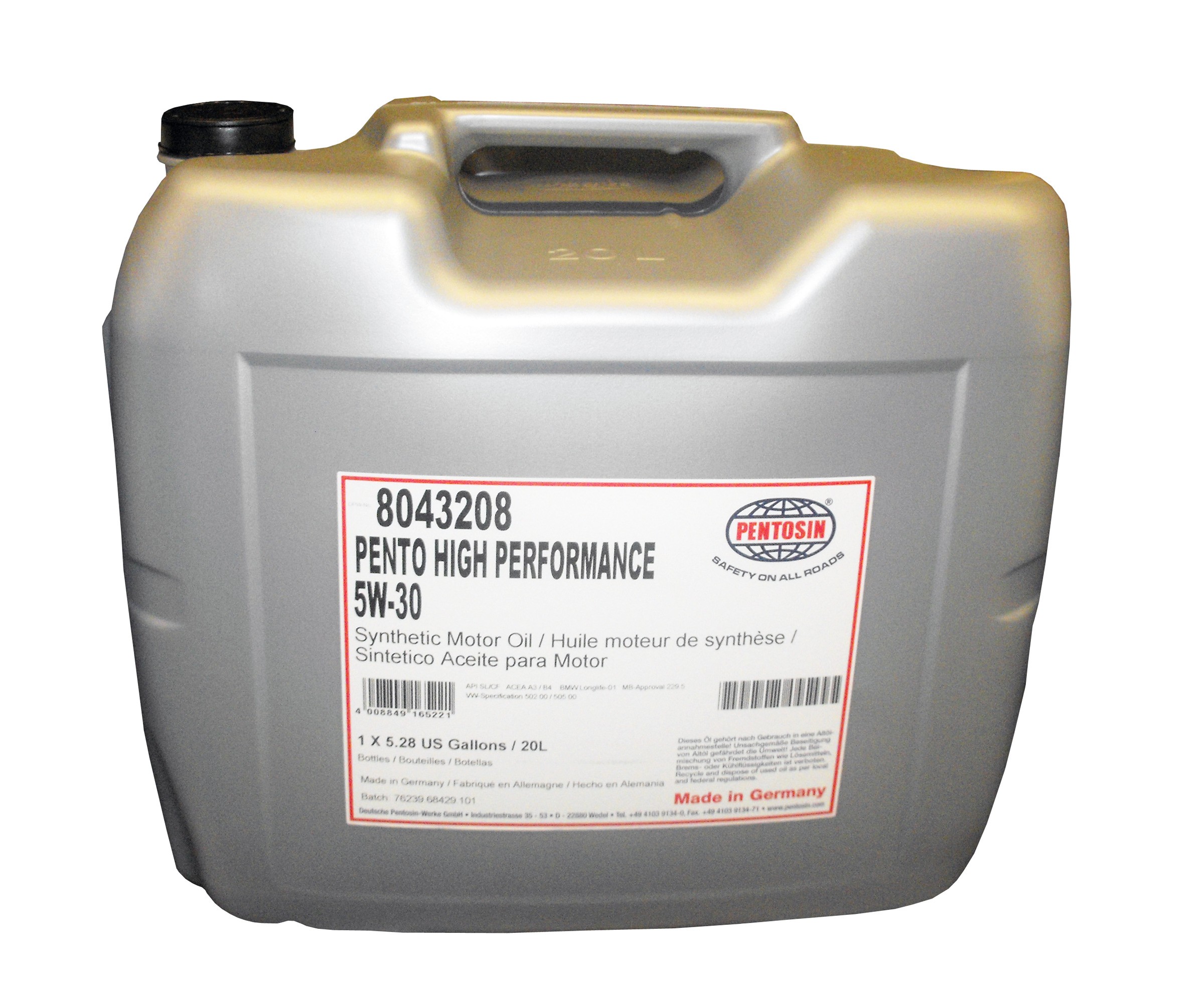 Pentosin HP 5W-30 Synthetic Motor Oil meets service class API SL,CL
