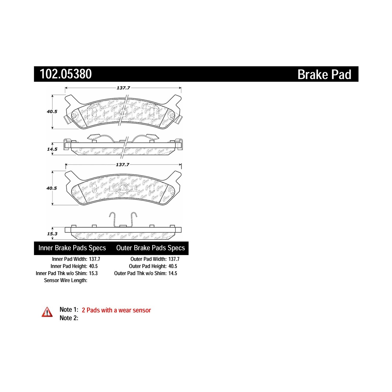 METALLIC BRAKE PAD W/SHIMS