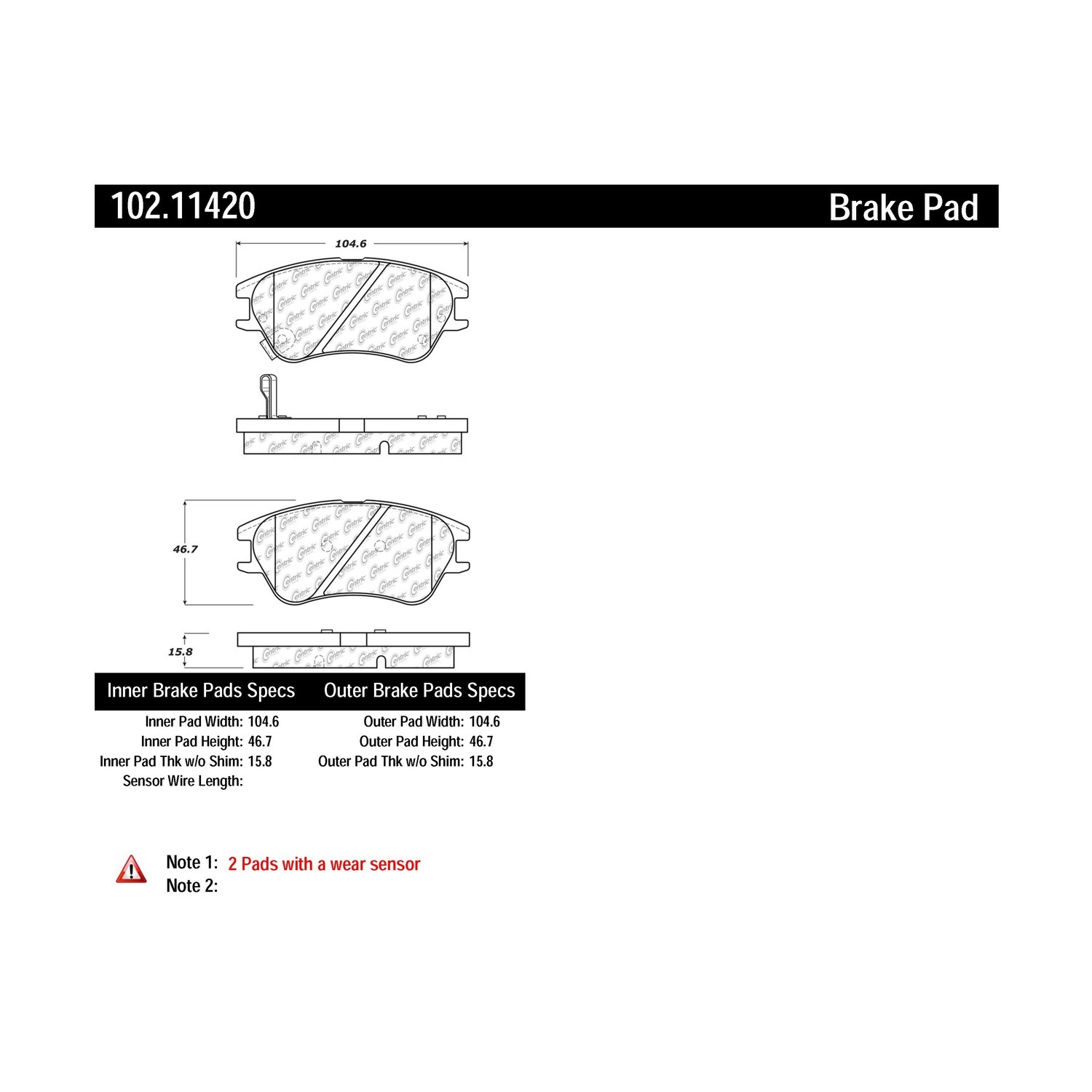 METALLIC BRAKE PAD W/SHIMS