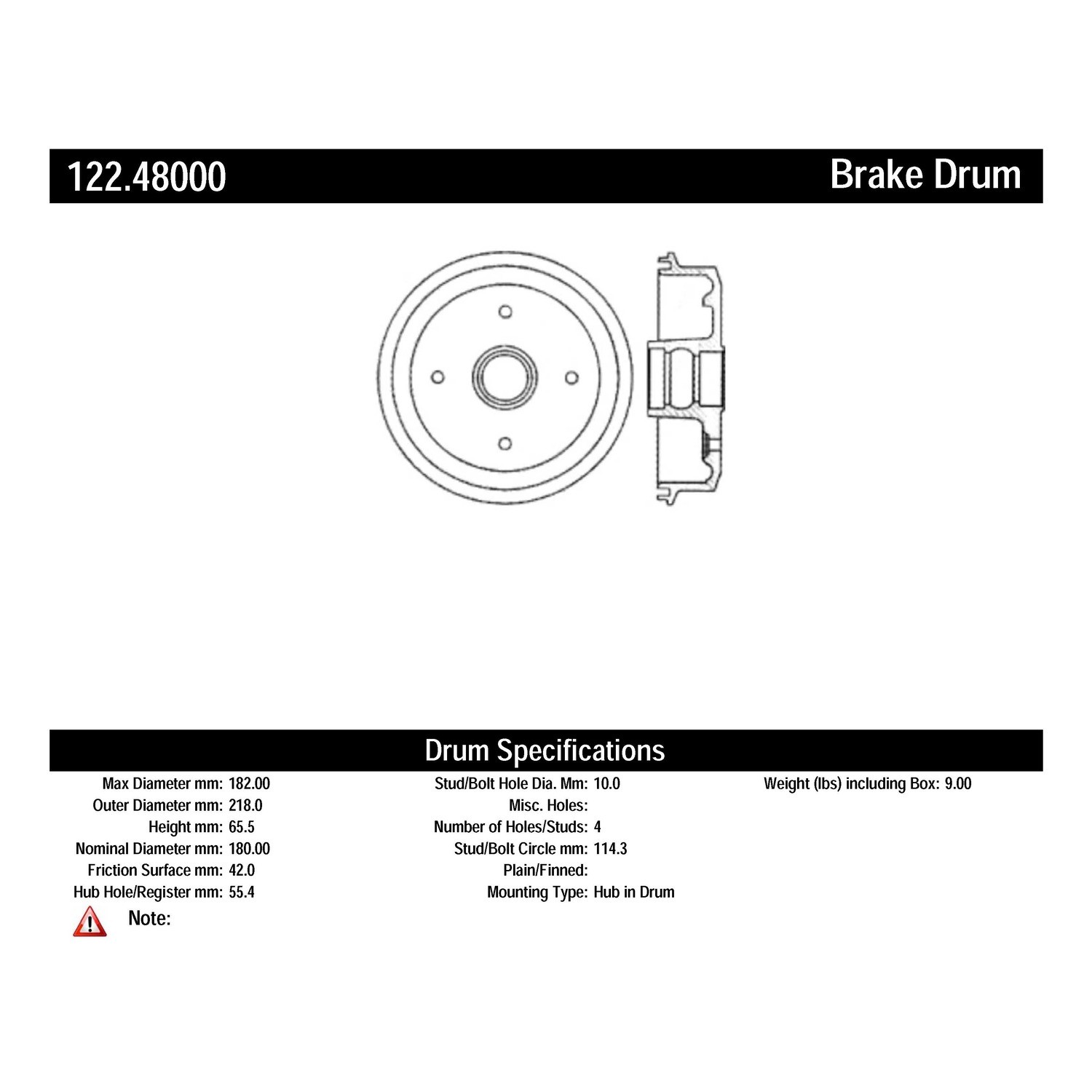 Centric Premium Brake Drum