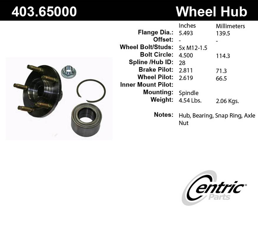 Centric Premium Hub and Bearing Hub Assembly Repair Kit