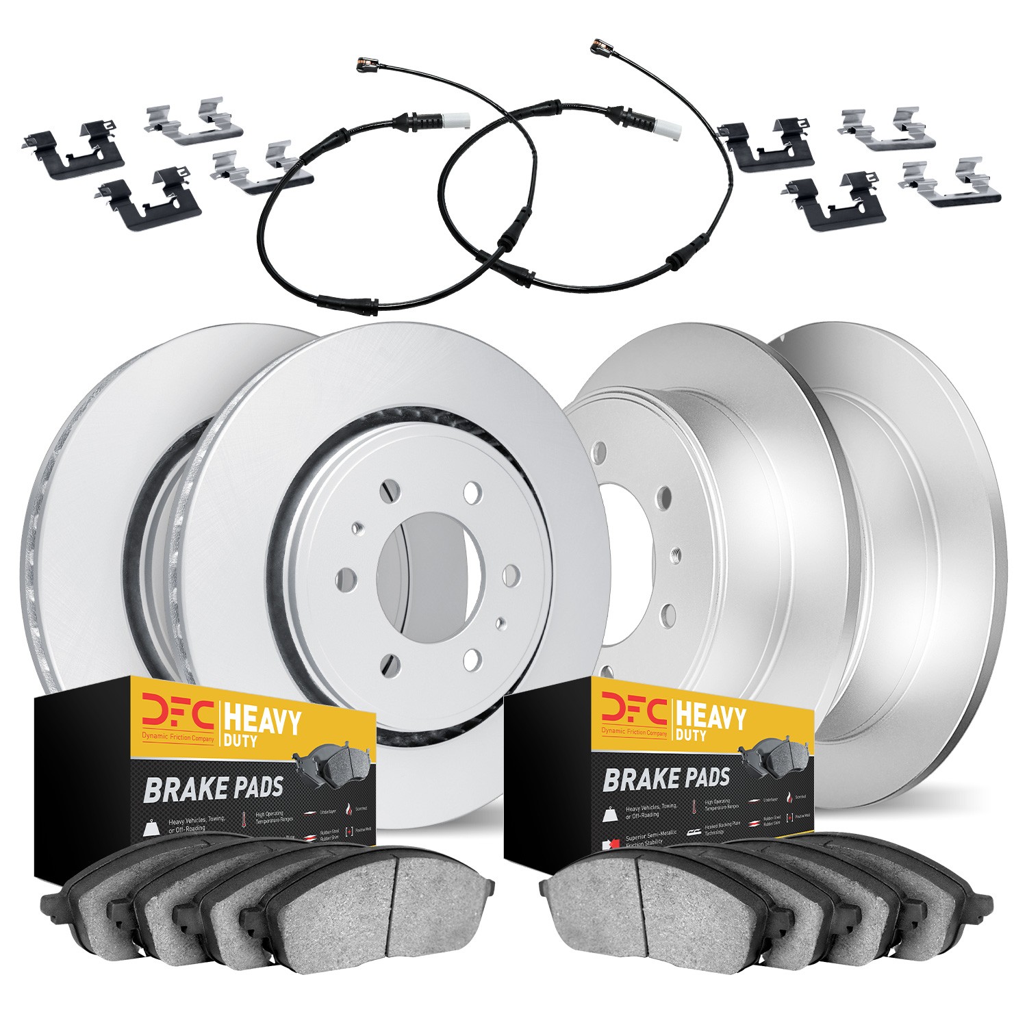 DFC Geospec Rotors with Heavy Duty Brake Pads includes Sensor and Hardware