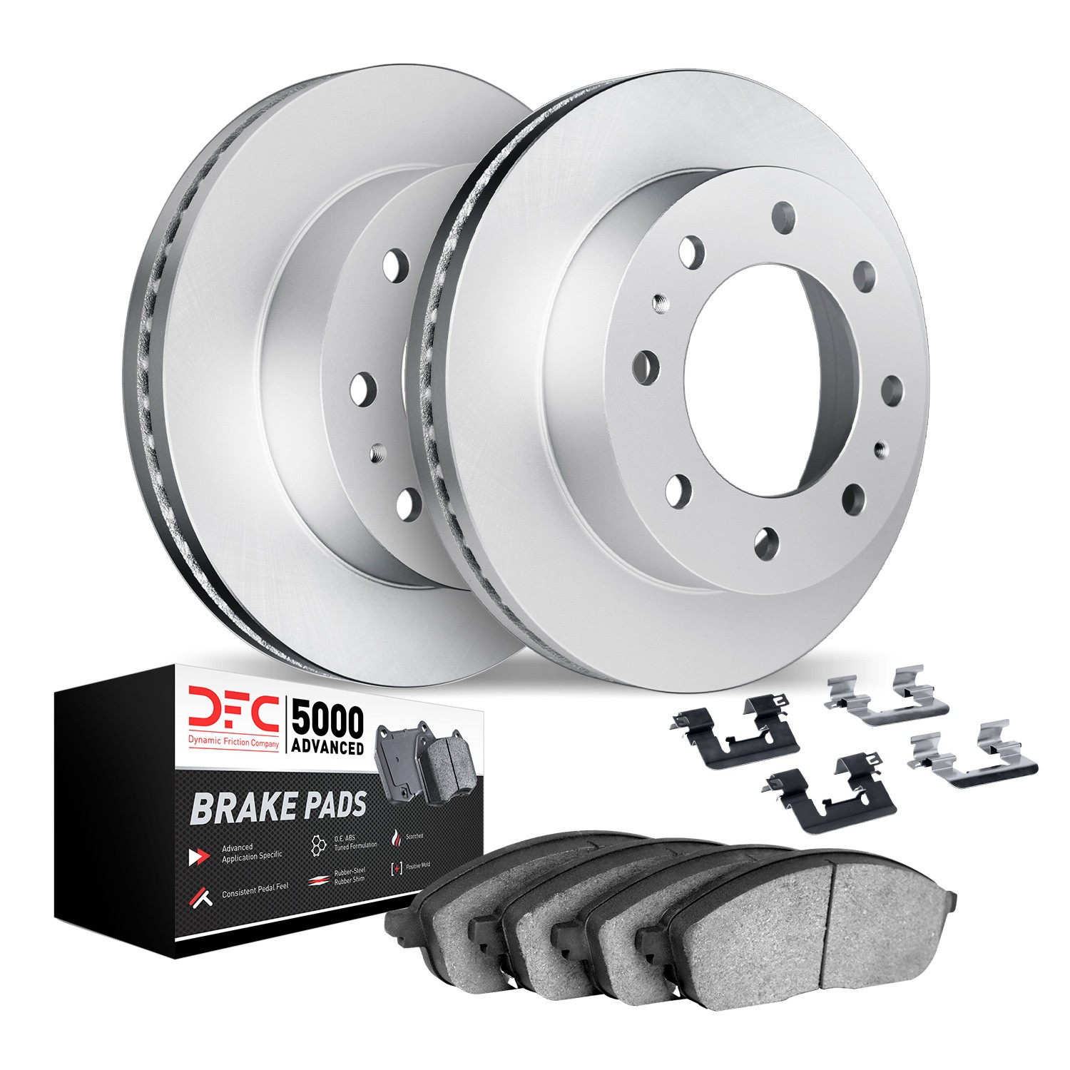 DFC GEOSPEC Coated Rotors with 5000 Brake Pads - Ceramic and Hardware