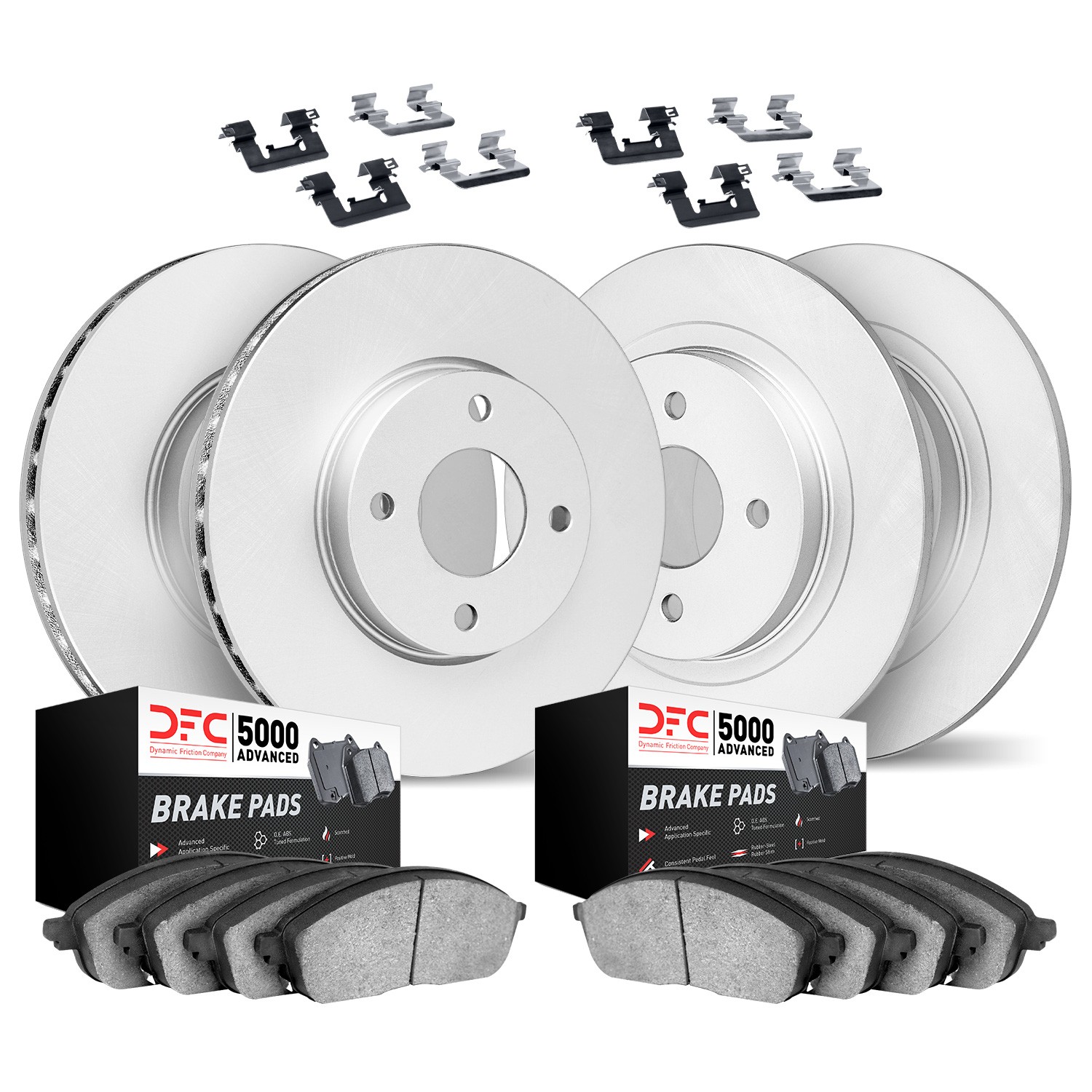 DFC GEOSPEC Coated Rotors with 5000 Brake Pads - Low Metallic and Hardware Kit