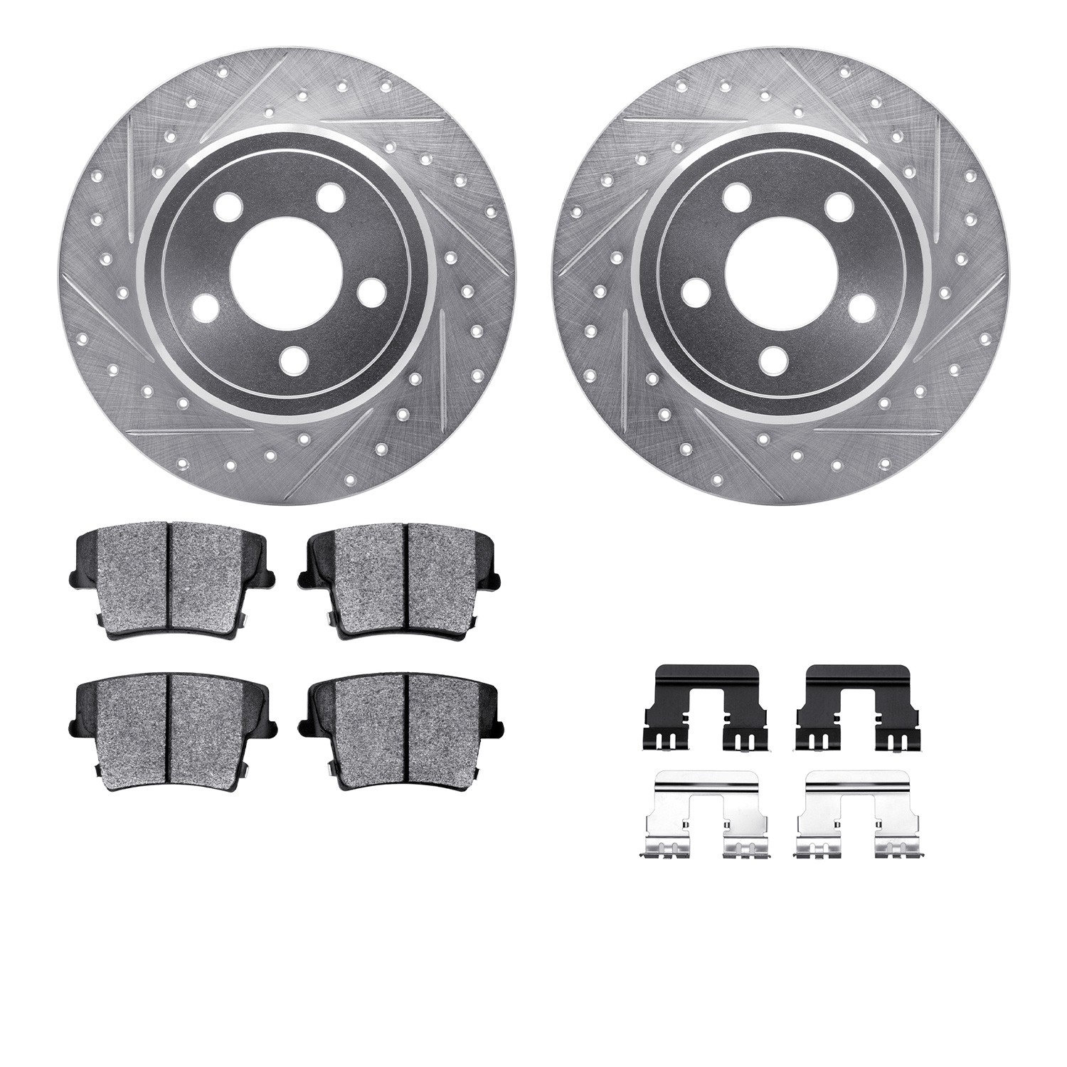 DFC Brake Rotor - Drilled & Slotted - Silver- HD Brake Pad - Hardware
