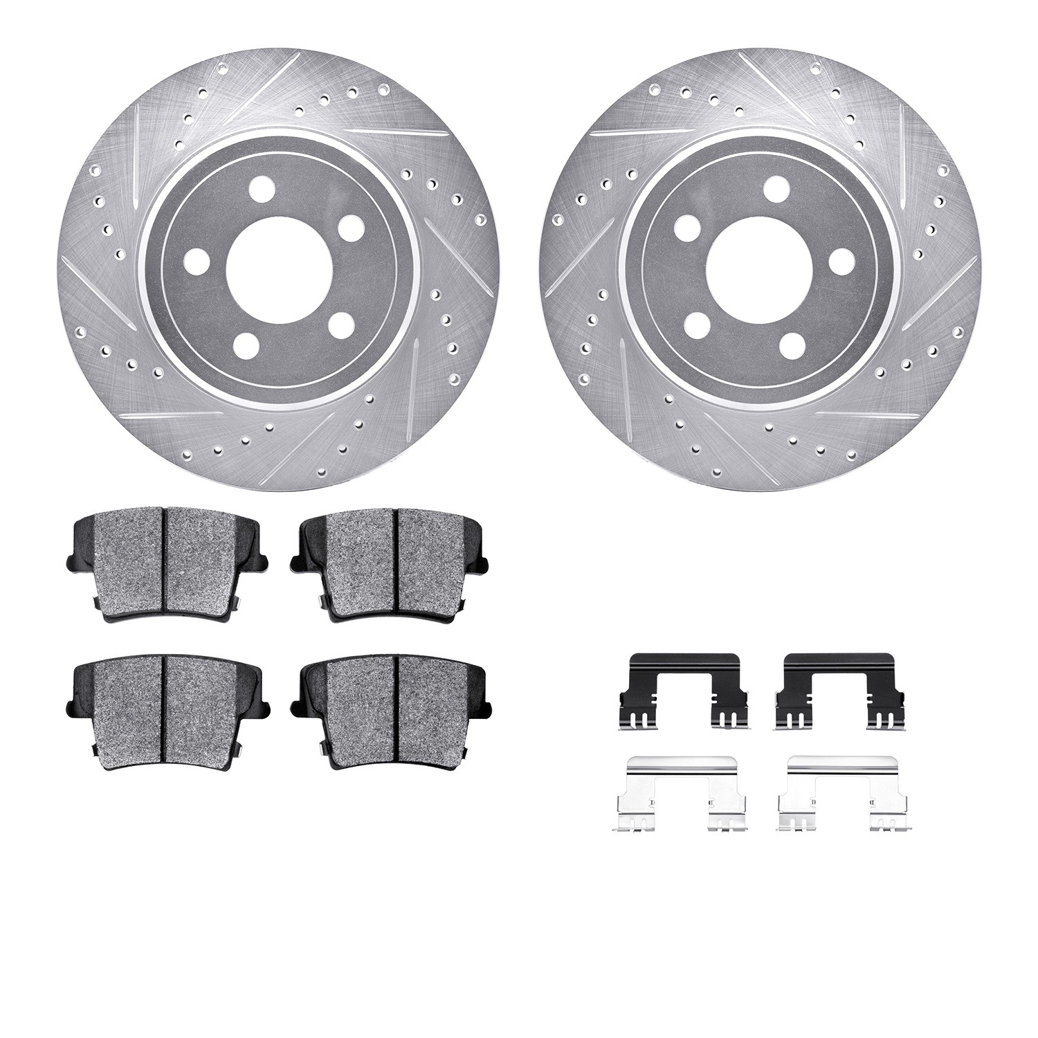 DFC Brake Rotor - Drilled & Slotted - Silver- HD Brake Pad - Hardware